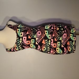 PINK VICTORIA'S SECRET DRESS XS New NEON GEOMETRIC PATTERN BODYCON Stretch